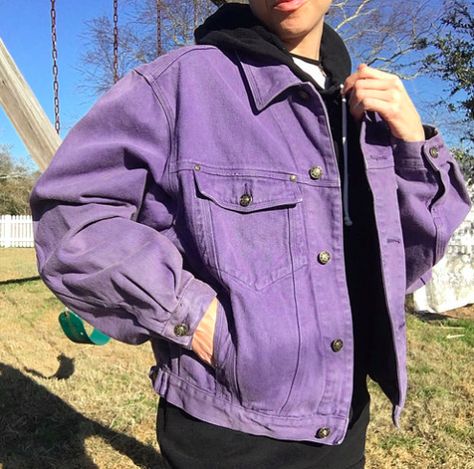 Purple Jean Jacket Outfit, Purple Fashion Men, Purple Jacket Outfit Men, Purple Denim Jacket Outfit, Lavender Outfit Men, Lavender Jacket Outfit, Mens Purple Outfit, Purple Men Outfit, Purple Mens Outfits