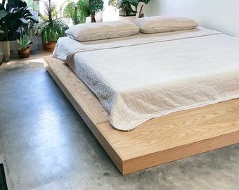 Tatami Platform Bed, Futon Base, Minimalist Bed, Japanese Joinery Bed Frame, Low Profile Bed, Wood Floor Bed, Loft Bed, Handmade Furniture - Etsy Elevated Bed Platform Loft, Low Day Bed, Wood Floor Bed Frame, Oversized Platform Bed Frame, Low Beds Ideas, Floor Bed Platform, Live Edge Platform Bed, Bed On A Platform, Low To Floor Bed Frame