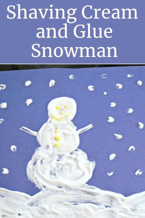 Two simple items are all you need to create this Shaving Cream and Glue Snowman. We adore how fluffy and soft this paint feels once it has dried. Such a fun art project for kids. Shaving Cream And Glue, Shaving Cream Paint, Kids Painting Activities, Snowman Crafts Preschool, Shaving Cream Art, How To Make Glue, Preschool Classroom Themes, Shaving Cream Painting, Melting Snowmen