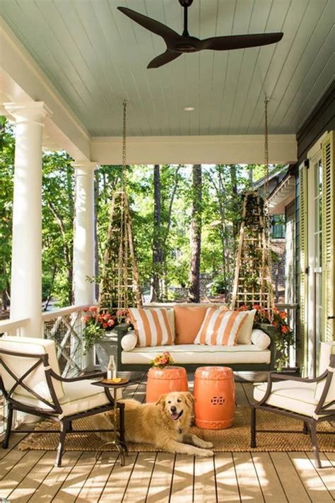 Stylish 30+ Impressive Porch Swing Ideas To Get Comfort In Relaxing Farmhouse Porch Swings, Front Porch Seating, Blue Porch Ceiling, Porch Kits, Front Porch Swing, Haint Blue, House Front Porch, Sunday Friends, Porch Ceiling