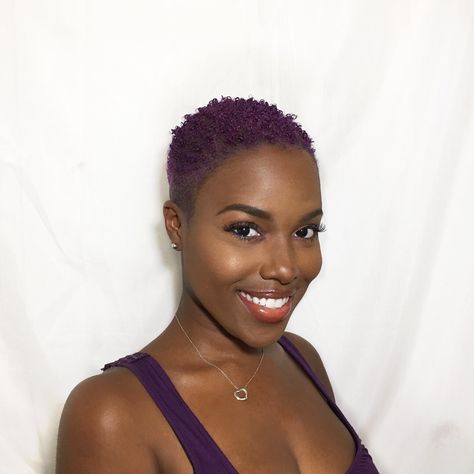 Purple Short Natural Hair - TWA - Manic Panic Purple Haze - @NiaHope Purple Short Hair Black Women, Black And Purple Hair Short, Purple Twa, Black And Purple Hair, Red Hair Cuts, Purple Hair Short, Purple Black Hair, Natural Hair Dye, Natural Hair Twa