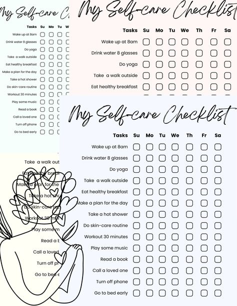 Nails 5 Different Colors, Selfcare Journal, Checklist Self Care, Printable Self Care, Self Care Worksheets, Journal Tracker, Journal Weekly, Wellness Planner, Self Care Journal