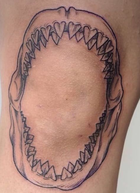 Megalodon Jaw Tattoo, Megladon Tooth Tattoo, Sharknado Tattoo, Shark Jaw Tattoo Elbow, Shark Bite Tattoo, Shark Jaw Tattoo Knee, Jaws Tattoo, Shark Jaw Tattoo, Shark Jaws Tattoo