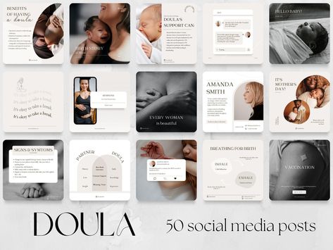 50 Doula Social Media Posts Templates, PostPartum Midwife Doula Content Idea, Pregnancy Marketing, Facebook Instagram Post Birth (ENGLISH) Doula Social Media Content, Doula Instagram Posts, Doula Content, Reminder Post, Doula Business, Marketing Facebook, Post Facebook, Virtual Class, Birth Story