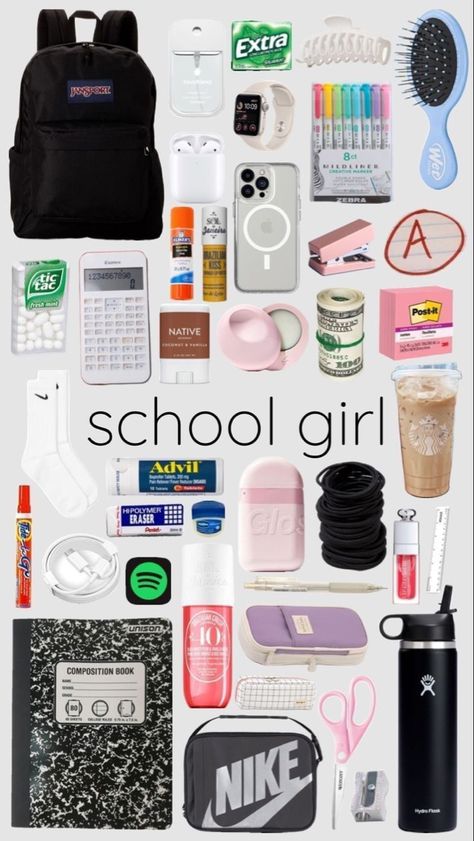 Schul Survival Kits, Middle School Essentials, Studie Hacks, School Emergency Kit, School Backpack Essentials, Preppy School Supplies, Everyday Bag Essentials, Pretty School Supplies, School Survival Kits