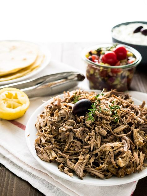 Best Slow Cooker Pulled Pork, Leftover Pork Recipes, Greek Pork, Pork Gyros, Best Pulled Pork, Pulled Pork Leftover Recipes, Pork Shoulder Recipes, Barbecue Pulled Pork, Greek Gyros