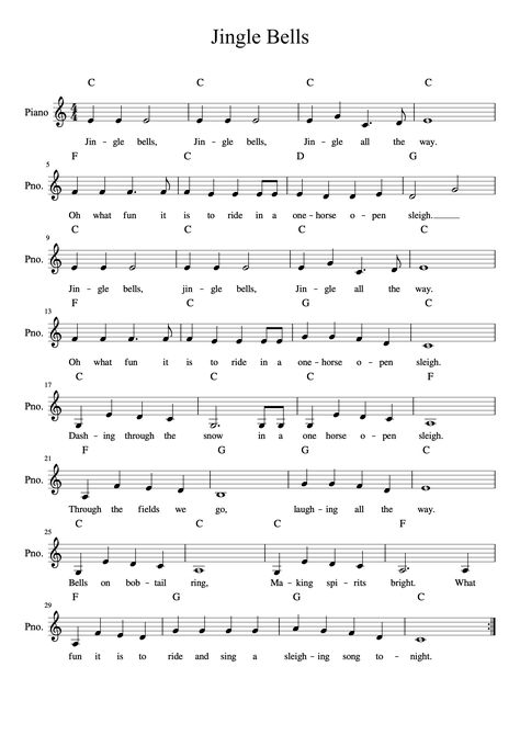 Jingle Bells Piano, Sheet Music Wallpaper, Jingle Bells Lyrics, Jingle Bells Sheet Music, Christmas Piano Sheet Music, Piano Songs For Beginners, Xmas Songs, Simple Songs, Clarinet Music