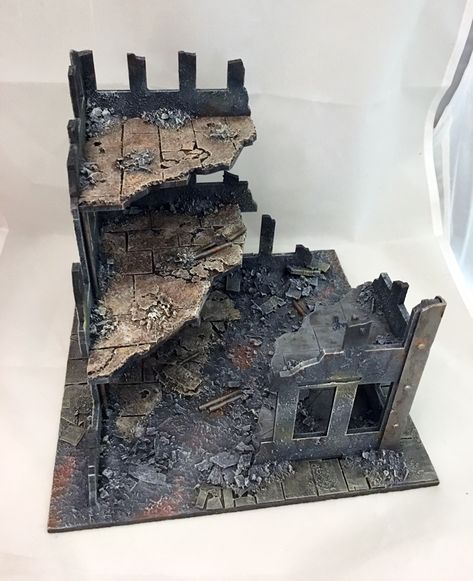 Sword of templar: Terrain Showcase - First MDF ruined city building Destroyed Building, Mdf Terrain, Ruined City, Warhammer Terrain, 40k Terrain, Game Terrain, 40k Miniatures, Wargaming Terrain, Miniature Wargaming