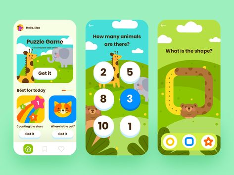 Kids App Design, Puzzle Game Ui, Kids Graphic Design, Ux Kits, Medical App, Game Gui, Puzzle Games For Kids, Game Interface, Game Ui Design