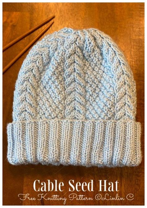 Seed Stitch Ribbed Hat Free Knitting Patterns - Knitting Pattern