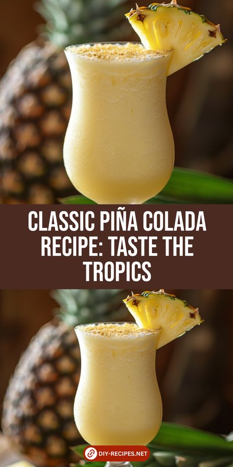 Transport yourself to a beach paradise with this easy, creamy Piña Colada recipe. Perfect blend of pineapple, coconut, and rum. Learn how to make it now! #PiñaColada #TropicalCocktail #SummerDrinks Piña Colada Recipes, Coconut Pina Colada Recipe, Pineapple Rum Drinks Recipes, Blended Pina Colada Recipe, Baja Blast Alcohol Drink Recipes, Puerto Rican Pina Colada Recipe, Classic Pina Colada Recipe, Pina Colada Recipe Alcoholic, Homemade Pina Colada Recipe