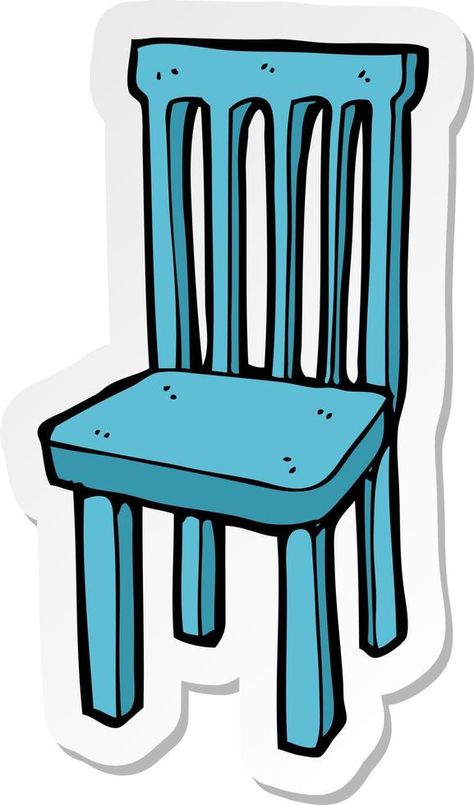 sticker of a cartoon wooden chair Chair Cartoon, Flash Card, Blue Chair, Environment Design, Cartoon Clip Art, Kids Chairs, Wooden Chair, Kitchen Chairs, A Cartoon