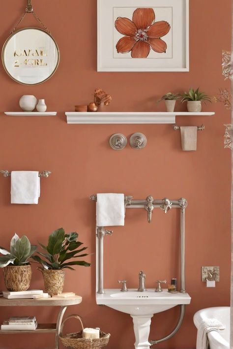 - Terracotta
- Paint colors
- 2024 trends
- Interior design Terracotta Paint Color Behr, Terra Cotta Bathroom Walls, Terracotta Powder Room, Terracotta And Black Bathroom, Terracotta Pantone, Terracotta Bathroom Walls, Terracotta Bathroom Ideas, Terra Cotta Bathroom, Terra Cotta Paint