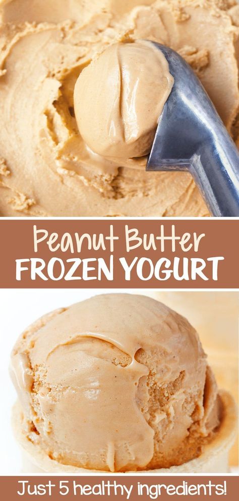 Homemade Frozen Yogurt, Ninja Ice Cream Recipe, Frozen Yogurt Recipes, Healthy Ice Cream Recipes, Ice Cream Maker Recipes, Yogurt Ice Cream, Healthy Ice Cream, Healthy Peanut Butter, Yogurt Recipes