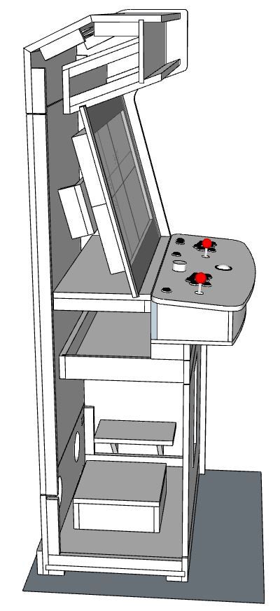 Final cabinet - cutaway Pi Arcade, Mame Cabinet, Gaming Cabinet, Arcade Cabinet Plans, Retro Pi, Arcade Bartop, Diy Arcade Cabinet, Diy Arcade, Arcade Console