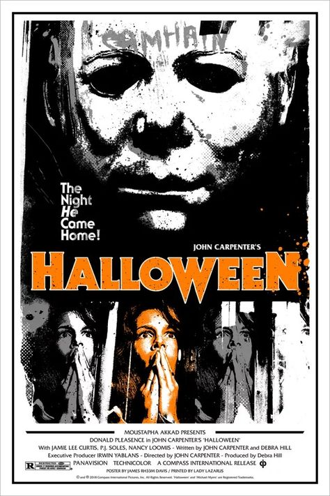 The night he came home! Halloween John Carpenter, Horror Movies Wallpaper, Halloween 78, Michael Meyers Halloween, Halloween Movie Poster, Halloween Resurrection, Michael Myers Art, Mondo Posters, Halloween Franchise