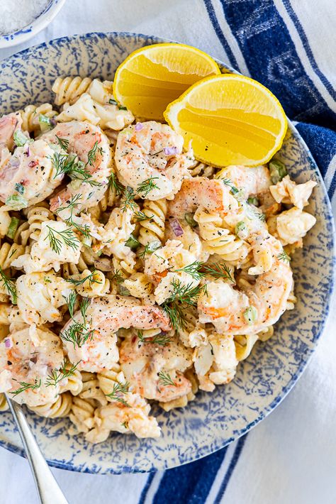 Seafood Pasta Salad - Simply Delicious Seafood Pasta Cold, Cold Seafood Pasta Salad, Seafood Pasta Salad Italian Dressing, Pasta Salad With Crab Meat, Seafood Pasta Salad Crab And Shrimp With Italian Dressing, Shrimp Pasta Salad Recipes With Old Bay, Seafood Pasta Salad, Seafood Pasta Salad Recipe, Crab Pasta Salad