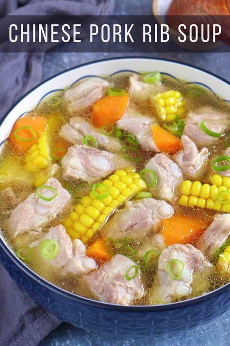 A nourishing dish that's simple to prepare and lightly seasoned, Chinese pork rib soup warms both your body and heart. Vietnamese Pork Rib Soup, Vietnamese Pork Soup, Chinese Pork Soup Recipes, Pork Ribs Soup Recipes, Pork Shoulder Soup, Chinese Soup Recipes Healthy, Pork Rib Stew Recipe, Rib Soup Recipe, Pork Rib Soup