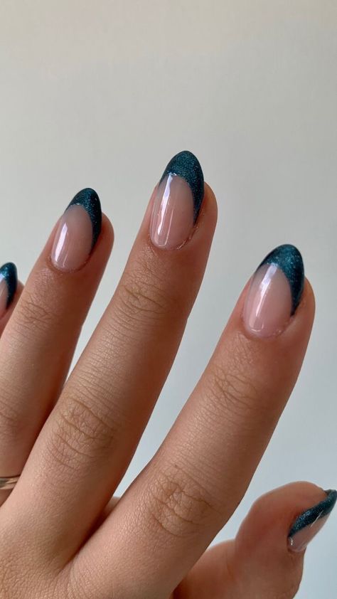 Turquoise French Tip Nails Almond, Teal Blue Nails, Navy Nails Design, Hoco Nails, Aqua Nails, Teal Nails, Plain Nails, Subtle Nails, Happy Nails