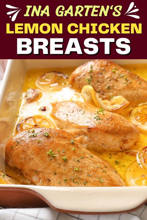 Looking for a way to brighten up your weekly dinner menu? Try Ina Garten’s lemon chicken breasts and watch as your family licks their plates clean! Pansit Noodles, Ina Garten Lemon Chicken, Lemon Chicken Breast, Lemon Chicken Breast Recipes, Chicken Bakes, Chicken Scampi, Baked Lemon Chicken, Chicken Lemon, Weekly Dinner Menu