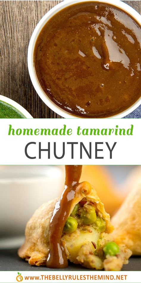 Sweet Dipping Sauce, Tamarind Dipping Sauce, Tamarind Recipes, Indian Chutney Recipes, Indian Sauces, Samosa Chaat, Tamarind Sauce, Samosa Recipe, Tamarind Chutney