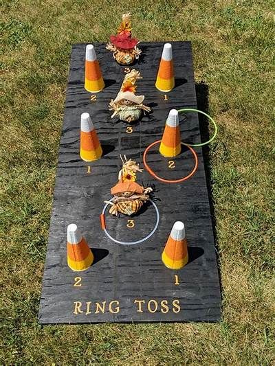 DIY Fall Carnival Game ~ Dollar Store Ring Toss | Eyeballs By Day ... Harvest Festival Games, Fall Festival Booth, Halloween Booth, Fall Carnival Games, Fall Festival Activities, Homestead Business, Fall Festival Party, Halloween Carnival Games, Joy School