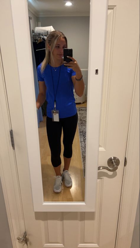 Phys Ed Teacher Outfits, Pe Class Outfit, Pe Teacher Outfits Female, Gym Teacher Outfits, Educator Outfits, Pe Teacher Outfits, Pe Outfits, Carrie Costume, Teacher Appropriate Outfits