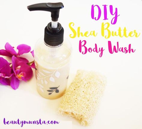 DIY Shea Butter Body Wash Recipe! - beautymunsta - free natural beauty hacks and more! Beard Balm Recipe, Diy Shea Butter, Shea Butter Body Wash, Natural Beauty Hacks, Body Wash Recipe, Tea Tree Body Wash, Diy Body Wash, Honey Body Wash, Shea Butter Face