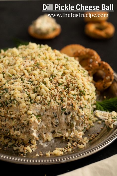 Dill Pickle Cheese Ball, Pickle Cheese Ball, The Best Appetizers, One Bite Appetizers, Cream Cheese Ball, Dill Pickle Recipe, Superbowl Appetizers, Dill Pickles, Lemon Pepper Chicken