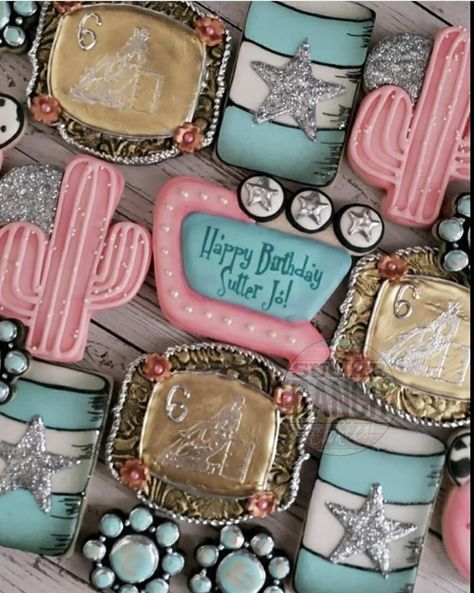 Barrel Racer Birthday Cake, Barrel Racing Cookies, Western Birthday Cakes, Race Birthday, Country Birthday Party, Barrel Race, Cookies Birthday, Country Birthday, Cookie Decorating Party