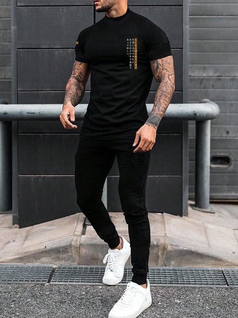 Outfit Hombre Casual, Sweatpants Shein, Outfits Quotes, Black Outfit Men, Athleisure Men, Gym Outfit Men, Black Men Fashion Casual, Mens Casual Outfits Summer, Men Stylish Dress