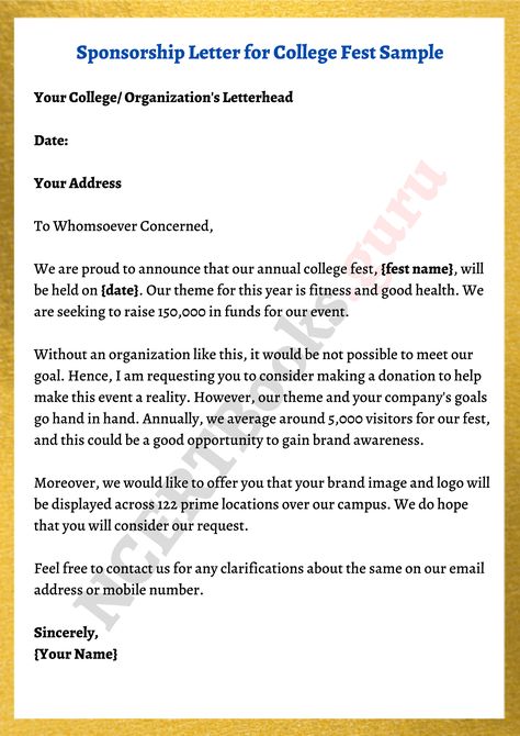 Sponsorship Letter Format Samples | Tips for Writing A Sponsorship Letter Informal Letter Writing, Formal Letter Writing, Sponsorship Levels, Letter Format Sample, Letter Writing Samples, Sponsorship Letter, Letter School, A Formal Letter, Write A Letter