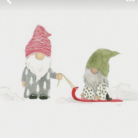 Winter Gnomes, Gnome Paint, Animal Illustration Art, Watercolor Christmas Cards, Happy Paintings, Mushroom Art, Christmas Paintings, Christmas Watercolor, Painting Canvas