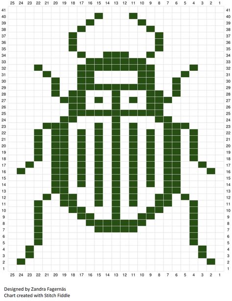 Designed to fit on mittens Beetle Knitting Pattern, Moth Knitting Pattern, Bug Knitting Pattern, Bug Cross Stitch Pattern, Lego Printmaking, Lego Printing, Intarsia Knitting Charts, Knit Chart, Knitted Squares Pattern