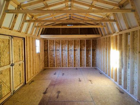 How to Turn a Shed into an Office in 13 Steps | Fisher Barns Shed To Office Conversion Diy, Tuff Shed Office Interior, Interior Shed Design, Turn Shed Into Office, Convert Shed To Office, Shed Turned Into Office, Shed Office Interior Ideas, Finished Shed Interior Ideas, Shed Into Office