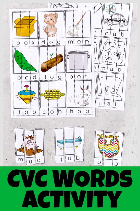 Make learning to read fun with these super cute, cvc word puzzles free printable. Print pdf file and print template in color or black and white to practice building cvc words one sound at a time. These cvc word puzzles are such a fun way to start sounding out words and reading with preschool, pre-k, kindergarten, and first grade students. Use this cvc words activity to make working on phonics skills FUN! Cvc Word Ladders Free, Cvc Words Activity, Cvc Worksheets Free, Homeschool Phonics, Cvc Word Games, Word Building Activities, Cvc Worksheets, Cvc Words Worksheets, Cvc Activities