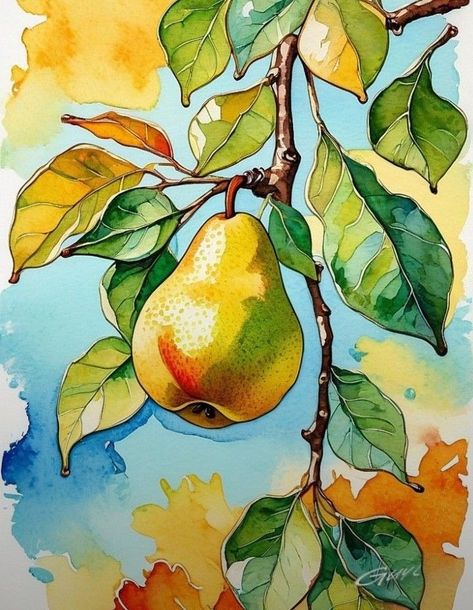 Art Drawings Watercolor, Botanical Art Drawing, Drawing Fruit, Fruit Art Drawings, Pro Art, Watercolor Paintings For Beginners, Watercolor Fruit, Watercolor Pictures, Bright Art