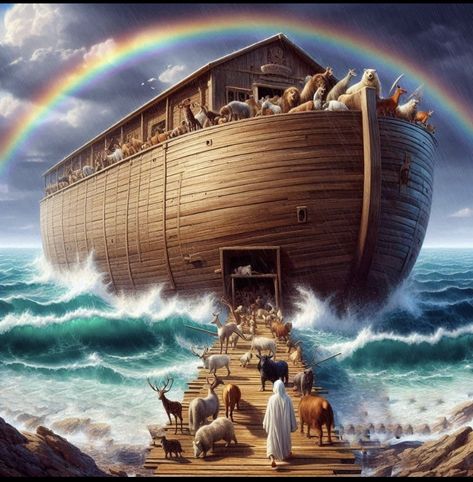 Noah’s Ark Tattoo, Noah Ark Bible Verse, Noah’s Ark Picture, The Great Flood Noah Ark, Noah Building The Ark, Noah’s Ark Bible Story, Noah’s Ark Bible Journaling, Biblical Artwork, Spiritual Pictures