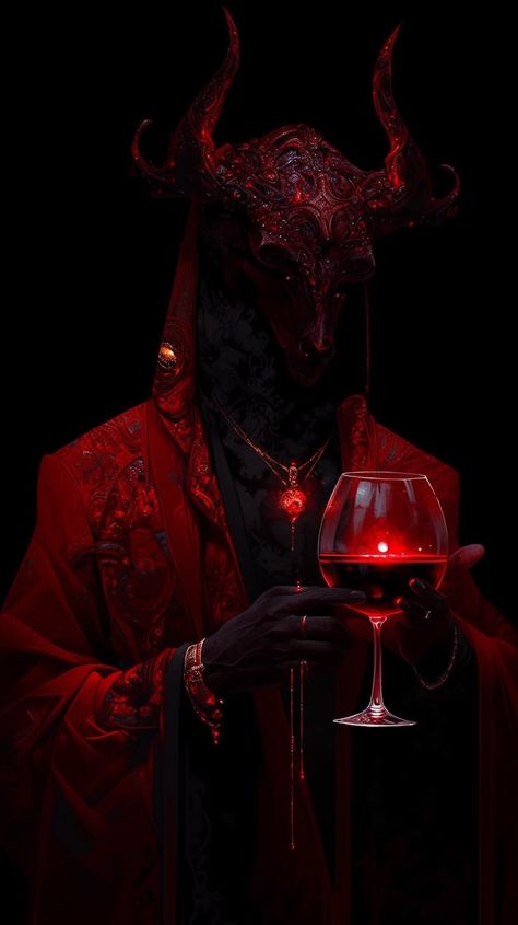 Red Tiefling, Mary Janes Aesthetic, Holding A Glass Of Wine, The Vvitch, Circus Aesthetic, Devil Aesthetic, Creepy Pictures, Illustrated Art, Dark Magic