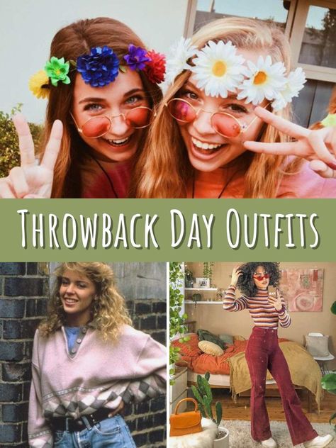 Stellar Throwback Day Outfits You Need To See - momma teen Flashback Day Spirit Week, Time Travel Spirit Week Outfits, Blast To The Past Spirit Week Outfits, Dress Like A Decade, Era Day Spirit Week Outfit, School Decades Day Outfits, Decades Day 80s, Decade Day Ideas Spirit Week, Decade Outfits Ideas