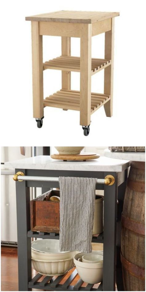 The Bekvam kitchen cart dazzles as a portable kitchen island in this IKEA hack! Portable Kitchen Island, Diy Home Decor For Apartments, Craft Table Diy, Ikea Kitchen Island, Kitchen Ikea, Cheap Ideas, Kitchen Island Ikea Hack, Kitchen Island Table, Ikea Hack Ideas