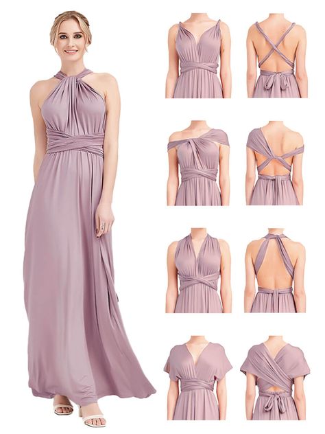 [Final Sale] Dusk Infinity Wrap Bridesmaid Convertible Dress Infinity Dress Ways To Wear Tutorial, Multi Tie Dress, Convertible Dress Styles, Svecane Haljine, Multi Way Bridesmaid Dress, Infinity Dress Ways To Wear, Infinity Dress Styles, Multi Wrap Dress, Vestido Convertible