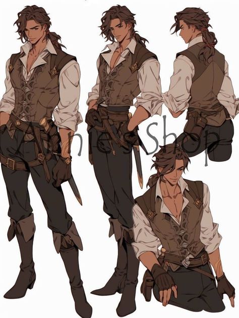 Outfit Ideas Art Reference, Character Outfit Ideas, Outfit Ideas Art, Pirate Clothing, 캐릭터 드로잉, Character Design Male, Male Art, Fantasy Clothing, Dnd Characters