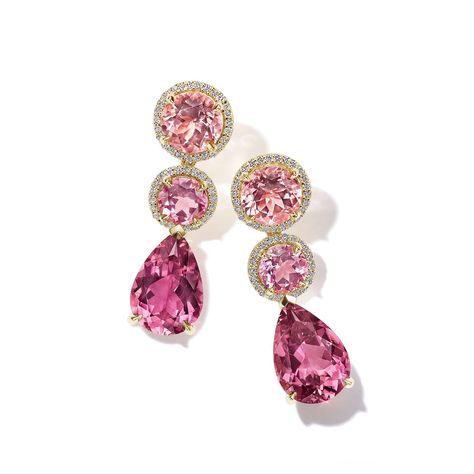 Couture Pink Tourmaline drop Earrings Mimi So Beautiful Wedding Ring Sets, Pink Diamond Earrings, Pink Tourmaline Jewelry, Pink Diamond Jewelry, Pink Jewelry Set, Beautiful Diamond Earrings, Formal Jewelry, Tourmaline Earrings, Beautiful Wedding Rings