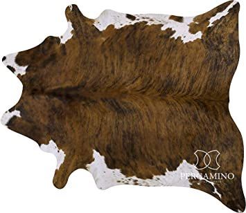 Brindle White Belly Brazilian Cowhide Area Rug, Cowskin Leather Hide for Home Living Room (XL) 7 x 6 ft by Pergamino White Cowhide Rug, Brindle Cowhide, Patchwork Cowhide Rug, Cowhide Pillows, Cowhide Rugs, Area Rug Decor, Hide Rug, Cowhide Rug, Leather Hide