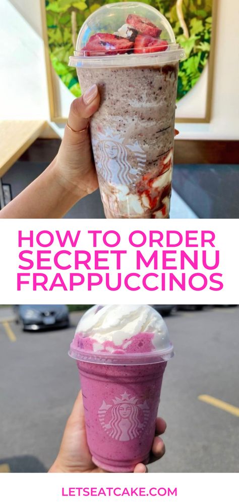 Looking for something new to order the next time you are at Starbucks? Try one of these 23 Secret Menu Frappuccinos for the perfect frozen coffee treat. The Best Drinks At Starbucks, Starbucks Drinks To Try How To Order, Secret Menu Frappuccino Starbucks, Starbucks Frappuccino Secret Menu Drinks, Starbucks Drinks That Taste Like Ice Cream, Starbucks Drinks Caffeine Free, Fruity Starbucks Drinks Orders Blended, Blended Starbucks Drinks Coffee, Starbucks Coffee Recipes To Order