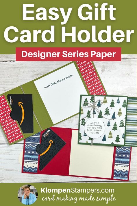 Get crafty this holiday season and make your own gift card holders! Our blog post has all the information you need, and the video shows you how to do it step by step. Personalize your gifts with style. Card For Gift Cards, Stampinup Christmas Gift Card Holders, Stocking Gift Card Holder Diy, Homemade Gift Card Holders For Christmas, Stampin Up Gift Card Holders To Make For Christmas, Gnome Gift Card Holder, Diy Gift Card Holder Ideas Paper Crafts, Stampin Up Gift Card Holder Christmas, How To Make Gift Card Holders