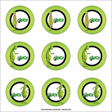 The Grinch Birthday Party, Grinch Birthday Party, Grinch Printable, Grinch Birthday, Xmas Labels, Grinch Ideas, Cupcake Toppers Template, Cupcake Toppers Free, Advent Calendar Activities