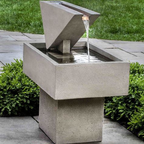 Concrete Triad Fountain Patio Fountain, Concrete Fountains, Modern Fountain, Campania International, Garden Water Fountains, Fountain Design, Stone Fountains, Water Fountains Outdoor, Outdoor Fountain