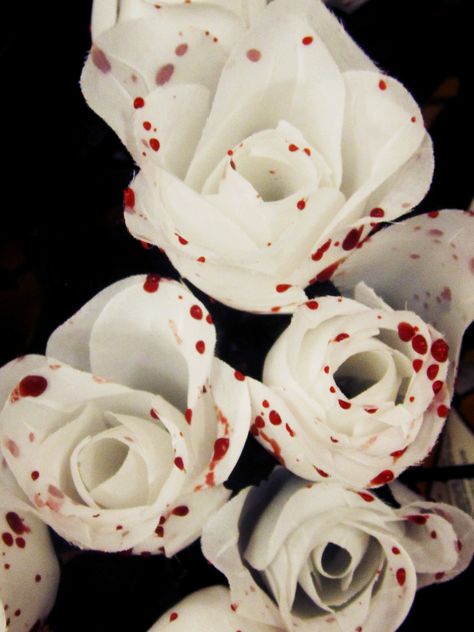 Red On White Aesthetic, Blood Roses Aesthetic, White Gothic Aesthetic, White Rose Aesthetic, White And Red Aesthetic, White Roses Aesthetic, Red White Aesthetic, Red And White Aesthetic, White Vampire